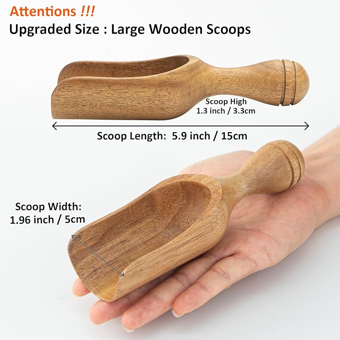 Big Coffee Scoop Shovel, Acacia Large Ground Coffee Scoop 5.9″ Measuring Spoons - Image 2