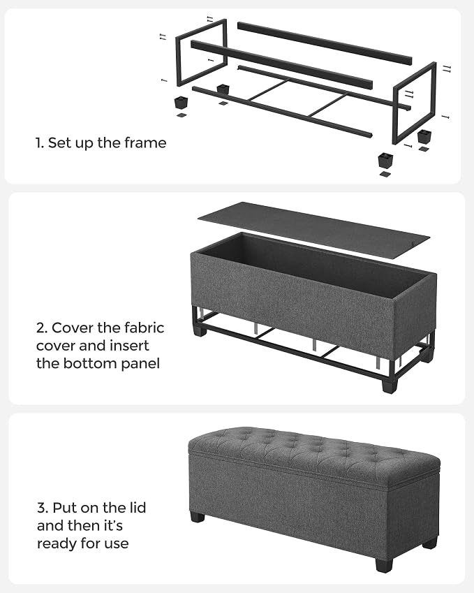 SONGMICS Storage Ottoman Bench, Foot Rest - Image 7