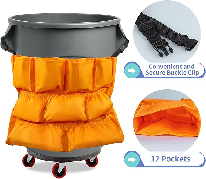 MOLIGOU 12 Pockets Trash Can Caddy Bag, Garbage Bin Caddy Organizer - Image 3