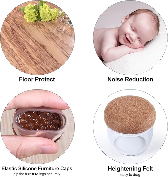 Ezprotekt 24 Pcs Clear Silicone Chair Leg Floor Protectors - Image 8