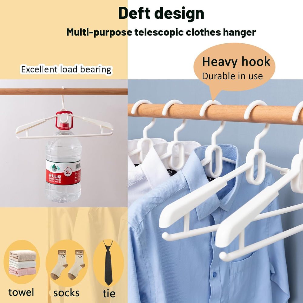 16 Pack Adjustable Clothes Hangers, Heavy Duty Plastic Hangers with Non-Slip ...