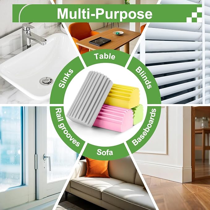 4-Pack Damp Clean Duster Sponge, Reusable Magic Dusting Sponge Brush - Image 5