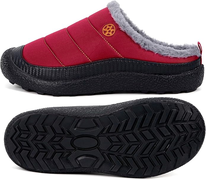 Womens Mens House Slippers Slip on Snow Winter Warm Fully Fur Lined Slippers - Image 4
