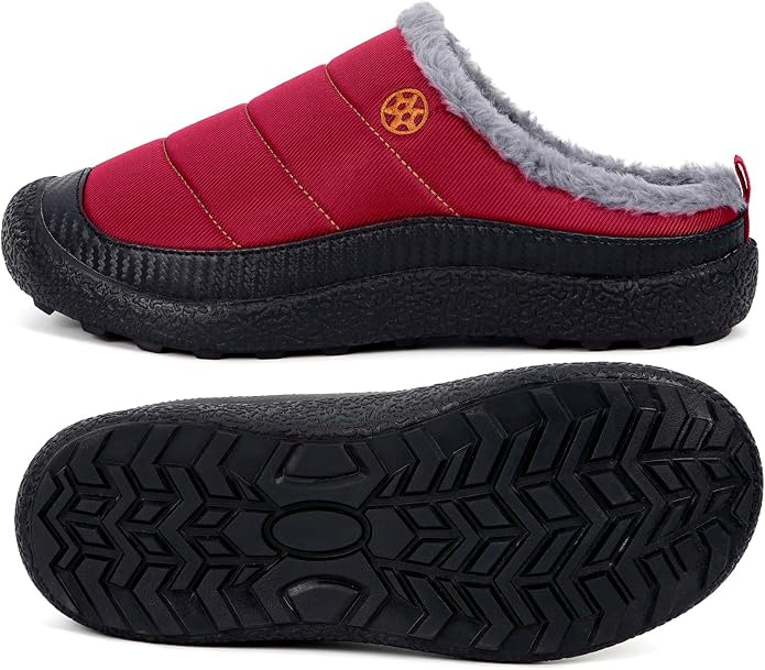 Womens Mens House Slippers Slip on Snow Winter Warm Fully Fur Lined Slippers - Image 4