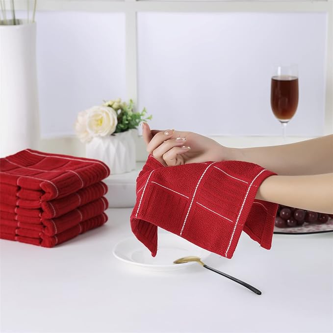 Glynniss Red Kitchen Towels and Dishcloths Set, Dish Towels and Dish Rags Set - Image 6