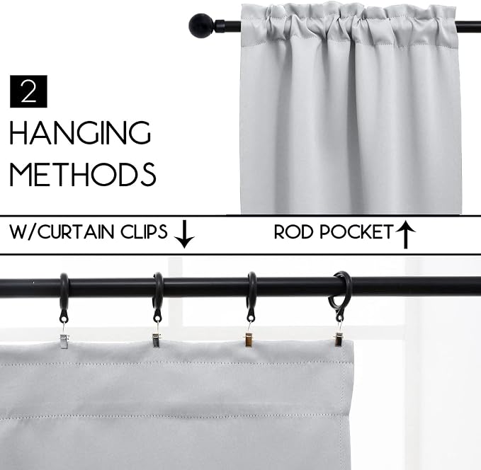 Pickluc Cafe Kitchen Curtains 36 Inches Long 2 Panels, Short Black Out Curtain - Image 2