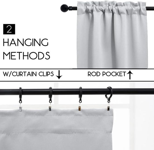 Pickluc Cafe Kitchen Curtains 36 Inches Long 2 Panels, Short Black Out Curtain - Image 2