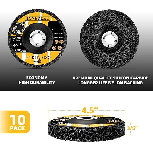 10 Pack 4.5 inch Strip Discs for Angle Grinder, Wire Stripping Wheel Paint - Image 3
