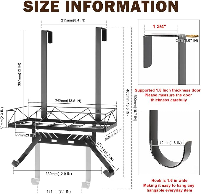 Ironing Board Hanger, Metal Over The Door or Wall Mounted Ironing Board Caddy - Image 5