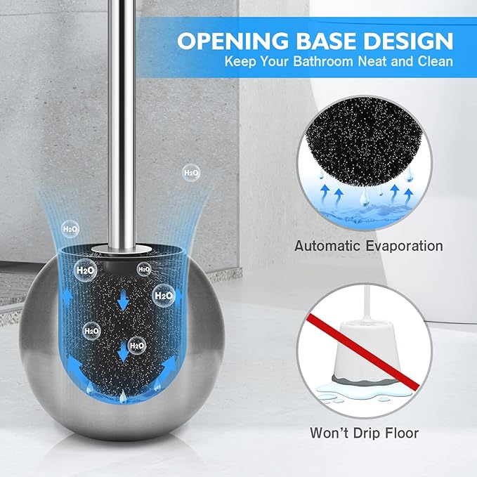 Toilet Brush and Holder 2 Pack, 304 Stainless Steel Toilet Brush - Image 5