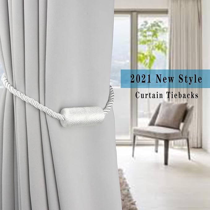 2 Pack White Strong Magnetic Curtain Tiebacks Outdoor Elegant Decorative Tie - Image 6