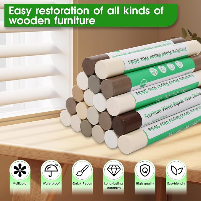 Furniture Markers Touch Up, 20 Colors Wood Filler Sticks, Wood Wax Crayons - Image 4