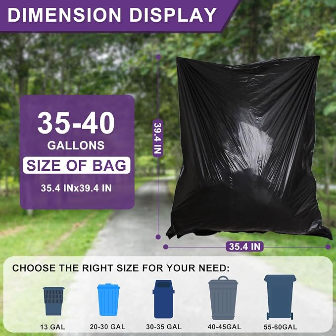 35-40 Gallon Black Trash Bags 120 Count - Image 3
