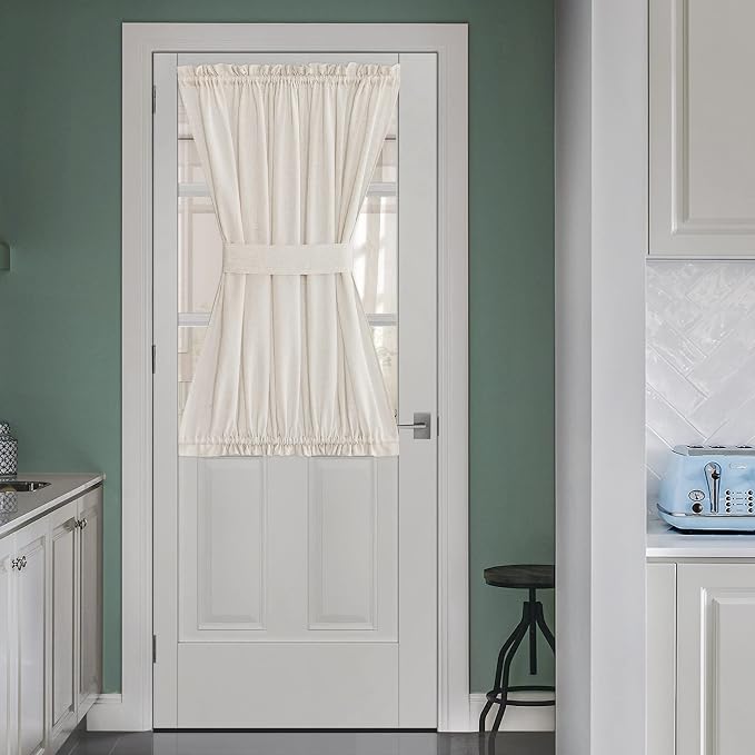 NICETOWN Thick Linen Textured Curtain Farmhouse French Door Shade Solid Room by NICETOWN