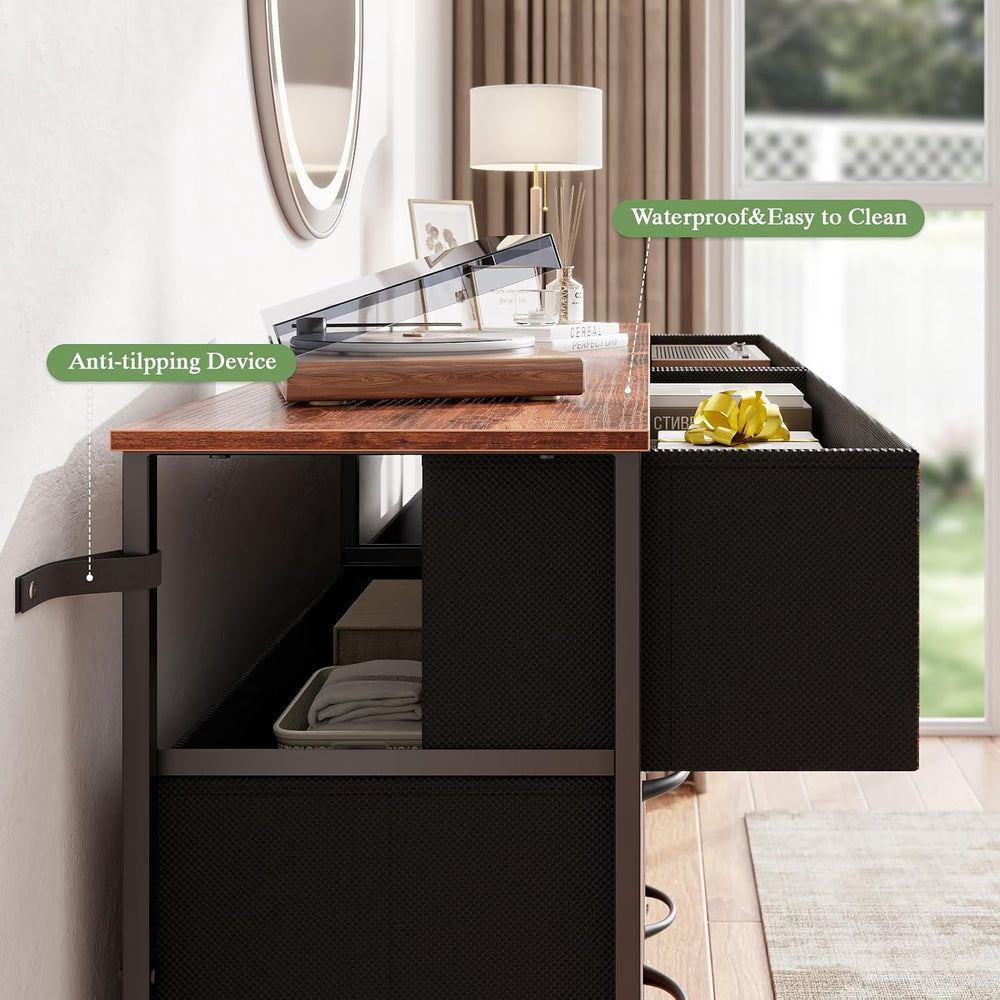 Furnulem Long Dresser for Bedroom, TV Stand for 55'', 8 Drawer Dorm D...