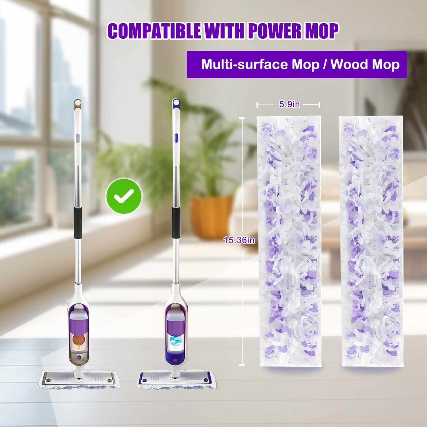 20 Count Power Mop Pads Refills for Swiffer PowerMop Multi-Surface Mopping Pad Disposable Replacement Mop Pads Compatible with Swiffer PowerMop,Safe on All Finished Floors