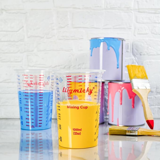 50 PACK Plastic Measuring Cups, 32 oz Disposable Mixing Cups, Measurement - Image 3