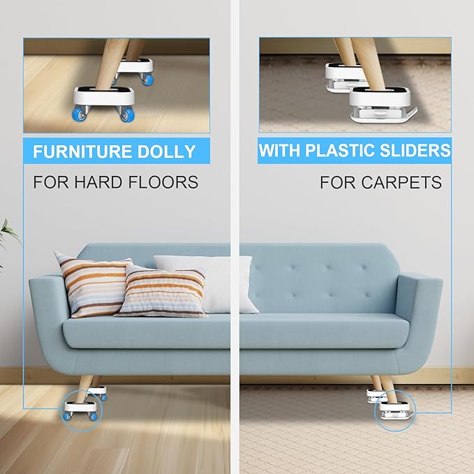 New Upgraded Furniture Sliders for Hard Floors & Carpets, 2-in-1 Furniture - Image 2