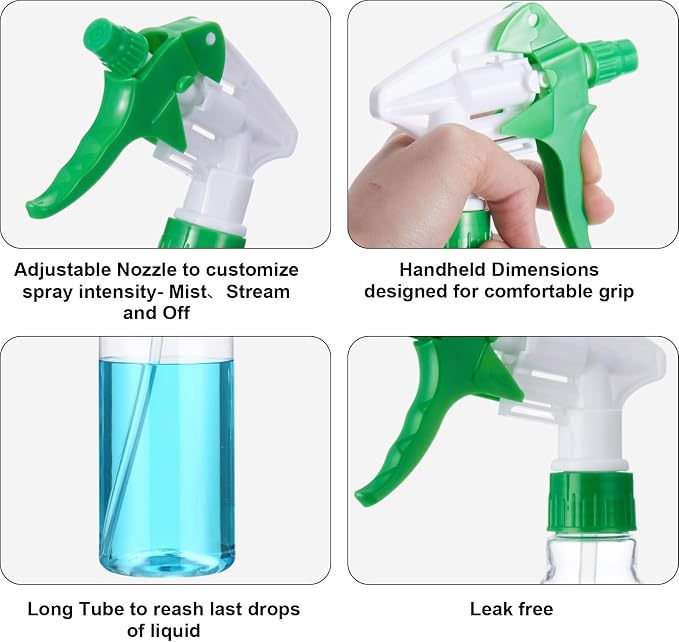 Eccliy 12 Pcs 16 Oz Plastic Spray Bottle, Adjustable Empty Reusable Sprayer - Image 4