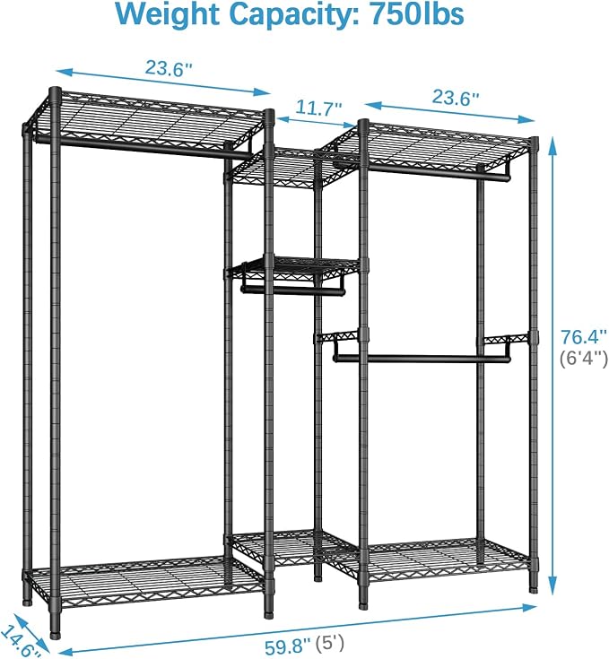 VIPEK Classic V6 Medium Wire Garment Rack Heavy Duty Clothes Rack - Image 4