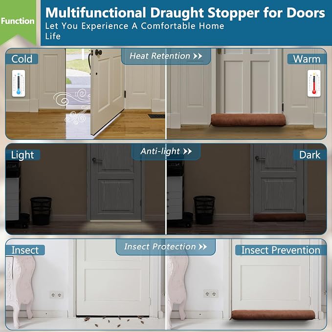Triangle Under Door Draft Stopper 36 inch Weighted Draft Blocker Bottom Seal - Image 5