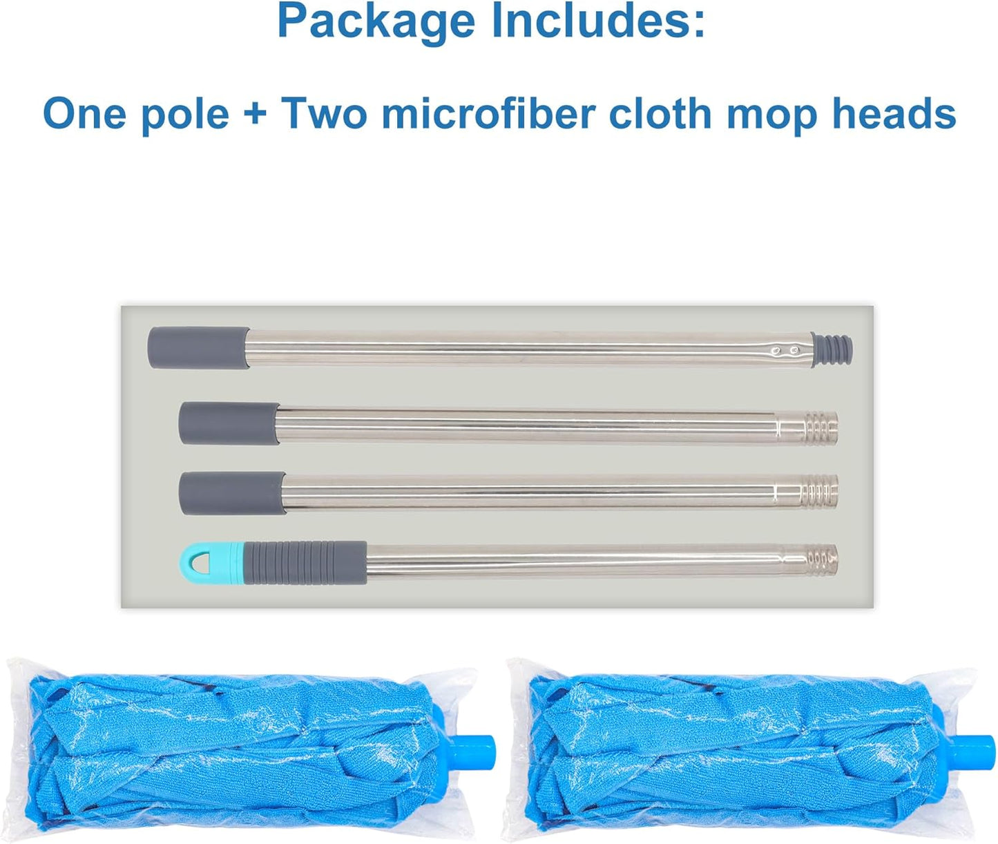 EaseYourDay Microfiber String Mop, 5.2ft. Stainless Steel Pole, 2 Mop Heads