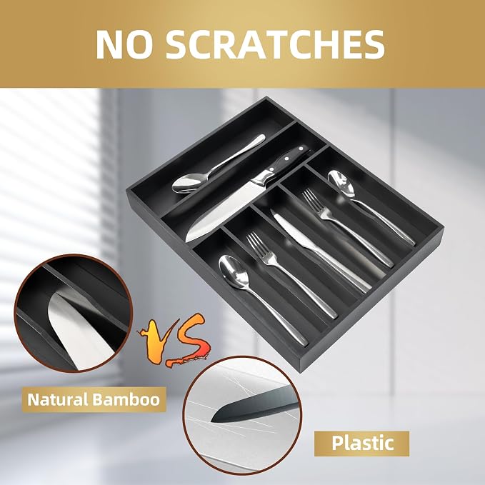 Silverware Organizer Kitchen Drawer Organizer Utensil Organizer Bamboo - Image 4