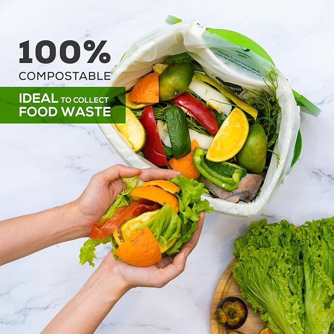 ANECO 100% Compostable Waste Bags 2.6 Gallon Extra Strong Kitchen Small Compost - Image 2