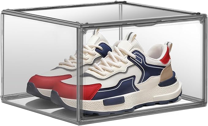 Shoe Organizer for Closet Clear Storage Box Sturdy Plastic Stackable Shoe Rack by EDSFAM