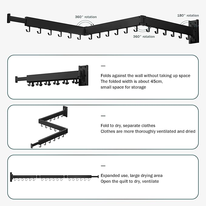Clothes Drying Rack Wall Mounted, Drying Rack Clothing, Laundry Drying Rack - Image 3