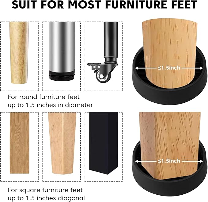 Rubber Furniture Pads Non Slips Furniture Casters Cup Chair Leg Floor Protectors - Image 6