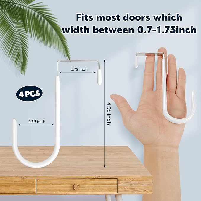 HOOSUN 4 Pack Over The Door Hooks, 4.96In Hooks - Image 2