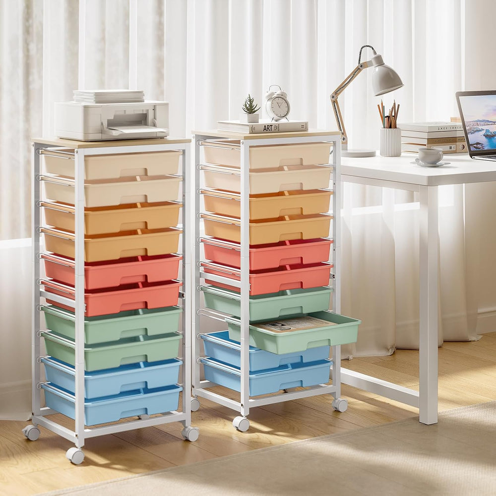 SYKIARIOL 10 Drawer Rolling Cart,Rainbow