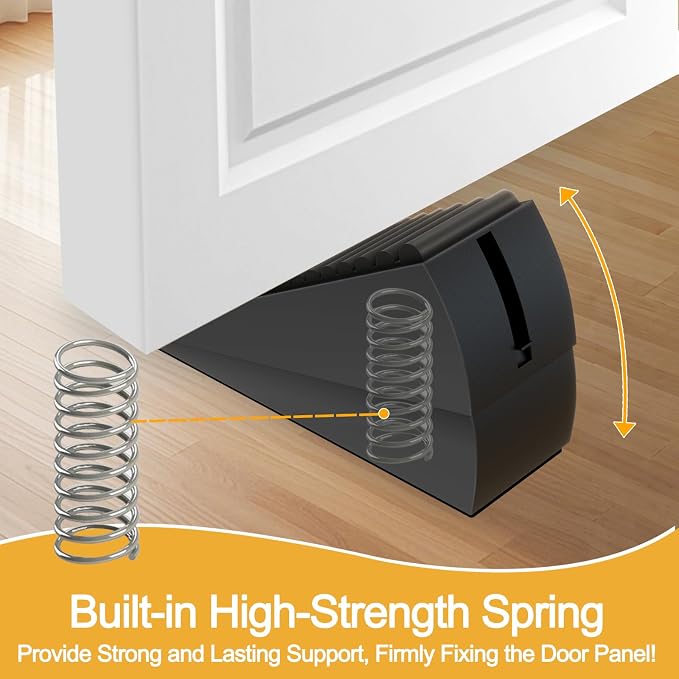 4 Pack Adjustable Spring Door Stoppers Heavy Duty, 3 Inches High Tall Large - Image 2