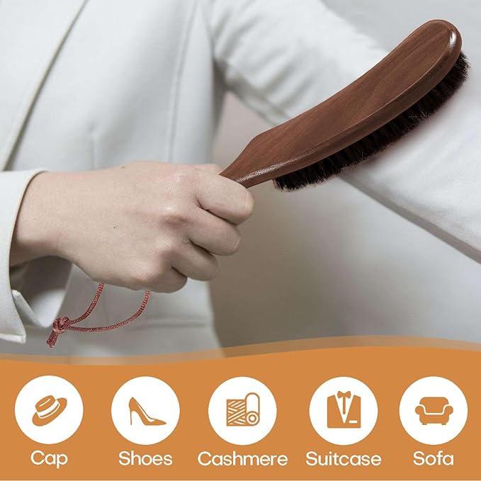 2 PCS Wood Felt Brush, Large Black Walnut Wood Handle Boar Bristle Lint Brush - Image 2