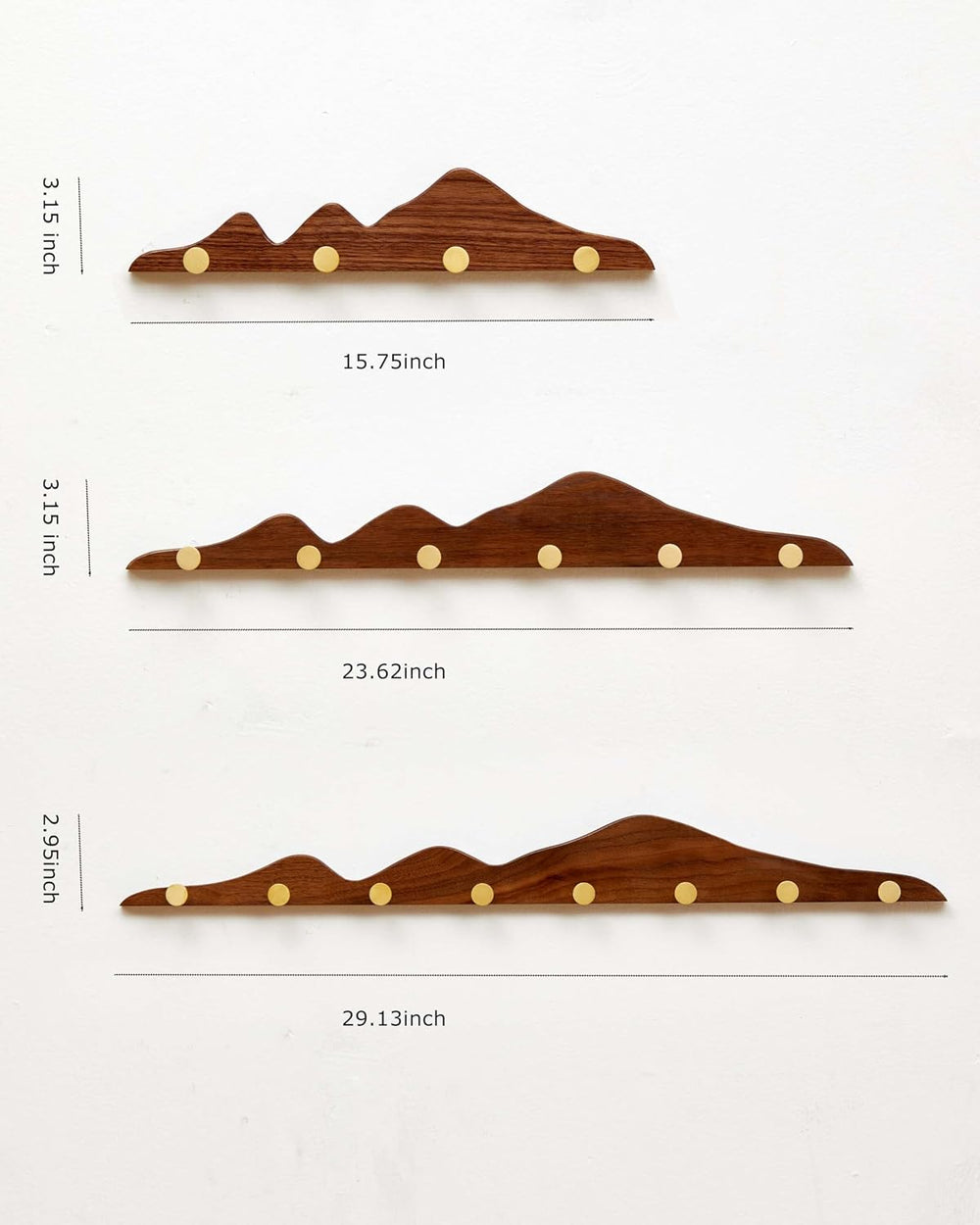 Wood Coat Hooks Wall Mount - Wooden Coat Rack with 8 Gold Brass Hooks for Ent...