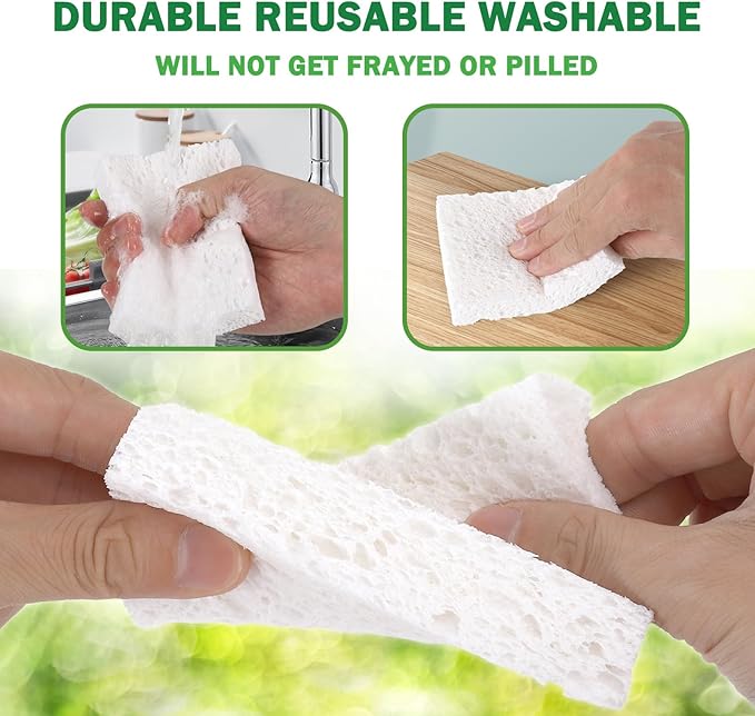 12 Pack Dishwashing Sponges Natural Cellulose Sponges Plant Based Resilient and - Image 4