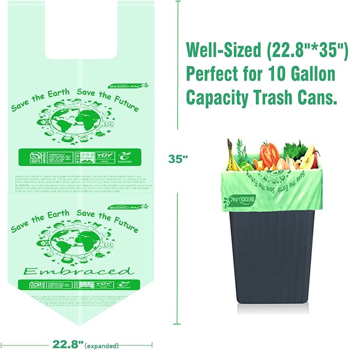 Compostable 13 Gallon Trash Bags, Tall Kitchen Garbage Bags - Image 2