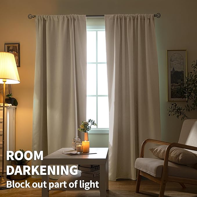 BGment Beige Blackout Curtains for Kitchen Cafe Window 34 x 40 Inch Long - Image 7