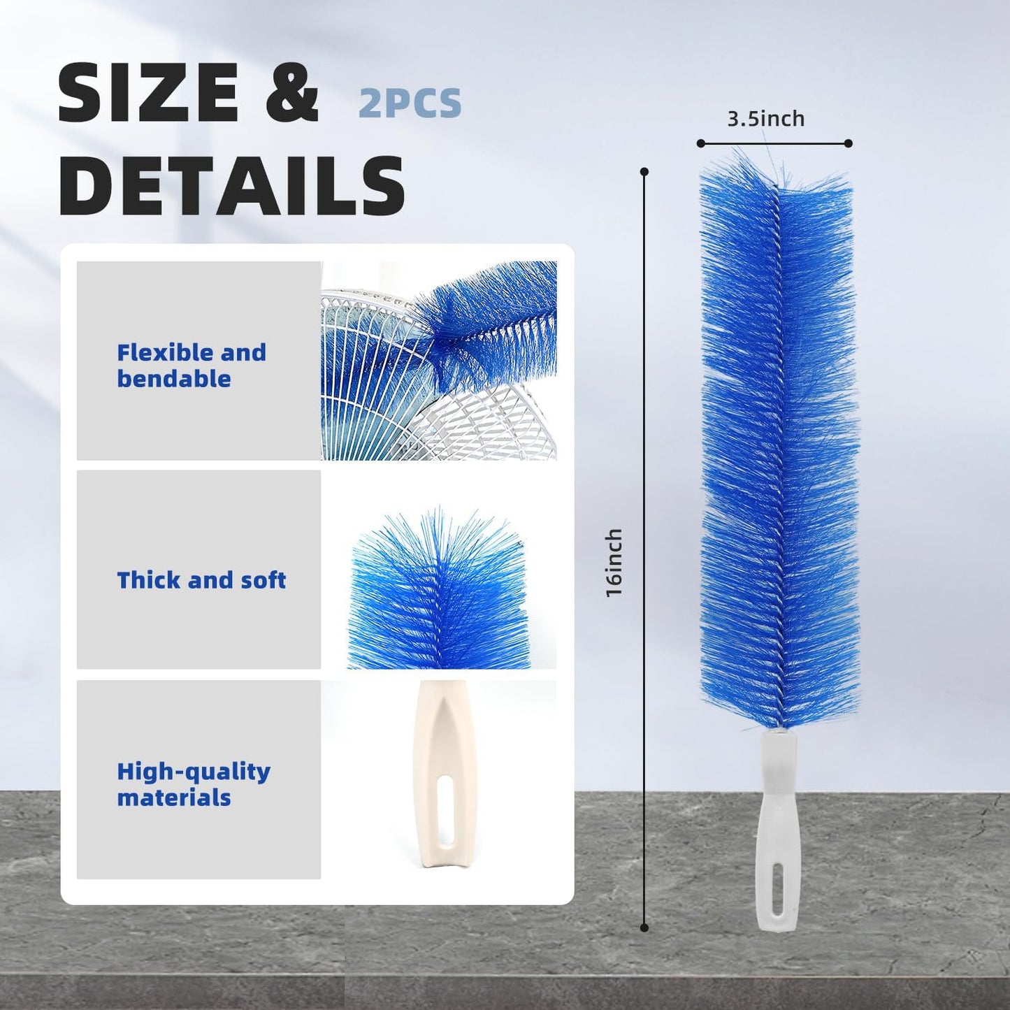 Fan Brush, CN1ST Fan Cleaning Brush Reusable Removes Dirt from Fans, Air Conditioning, Home, Car Vents Curtain and More
