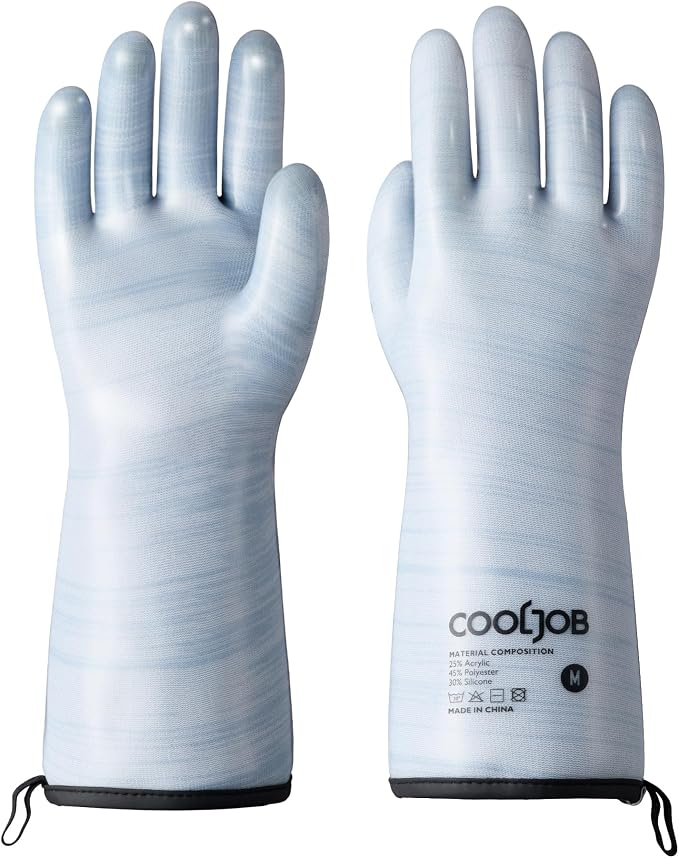 COOLJOB Heat Resistant Oven Gloves, Waterproof Liquid Silicone BBQ Grilling by COOLJOB
