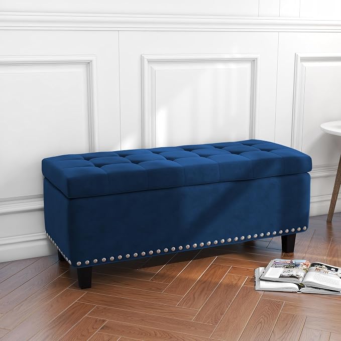 Ottoman with Storage, Storage Ottoman Bench with Button-Tufted, Upholstered End - Image 5