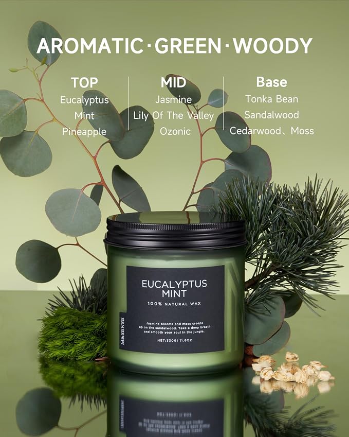 M&SENSE Eucalyptus & Mint Soy Candles - Image 2