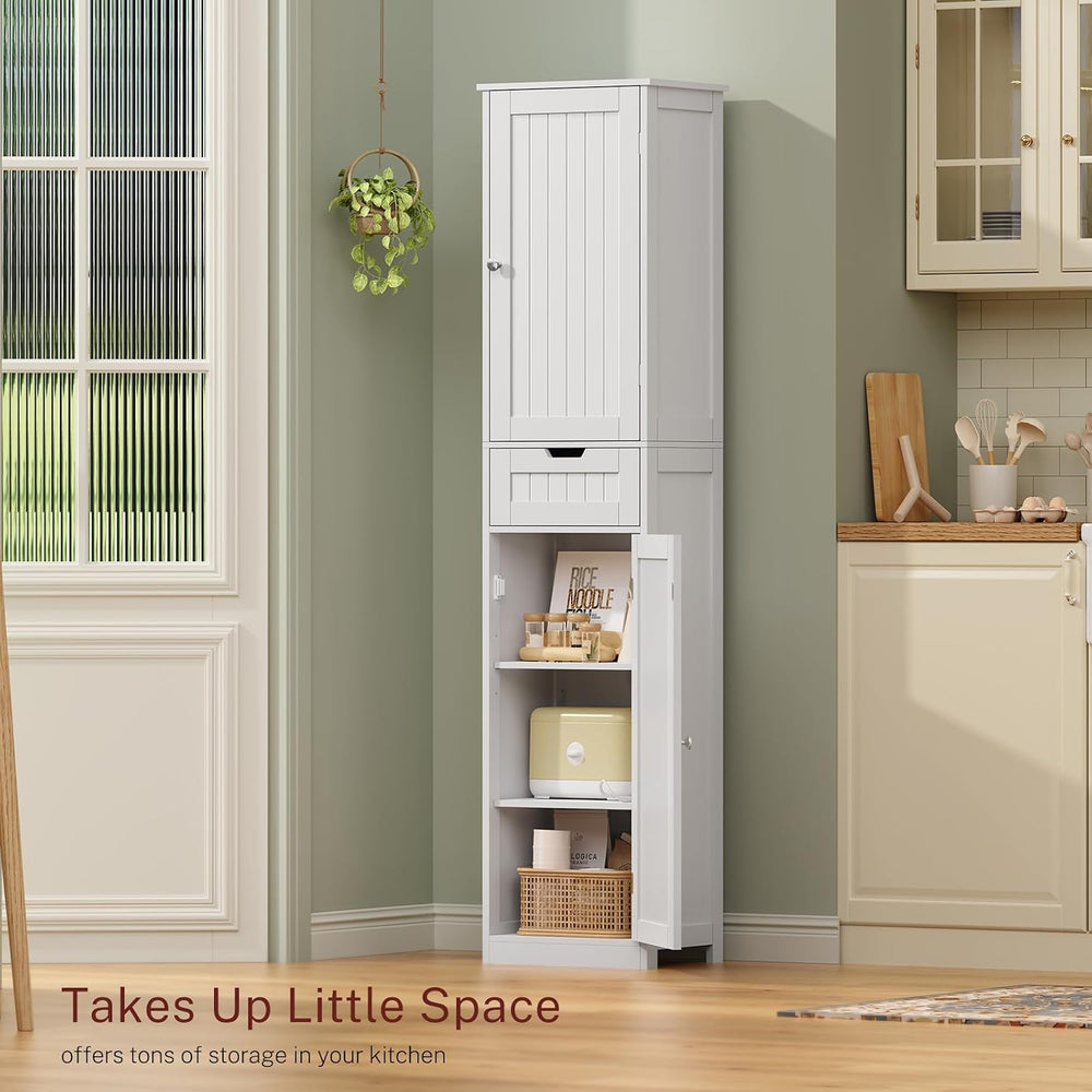 TEENFON 66.9" H Tall Bathroom Cabinet with 2 Doors & 1 Drawer, Narro...