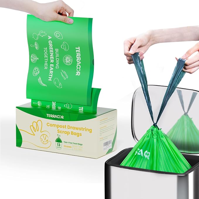13 Gallon Compostable Trash Bags Liners Drawstring, Heavy Duty Extra Thick 1 Mil - Image 6
