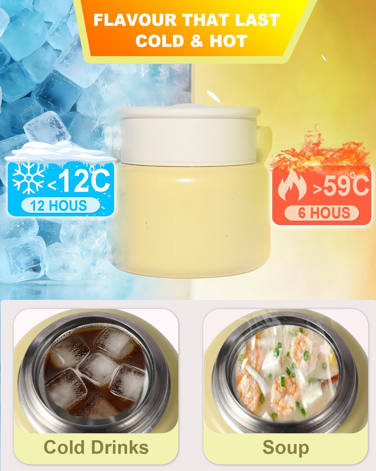 316 Stainless Steel Vacuum Insulated food jar for hot food lunch container, Soup Thermo For Kids/Adults lunch on the go