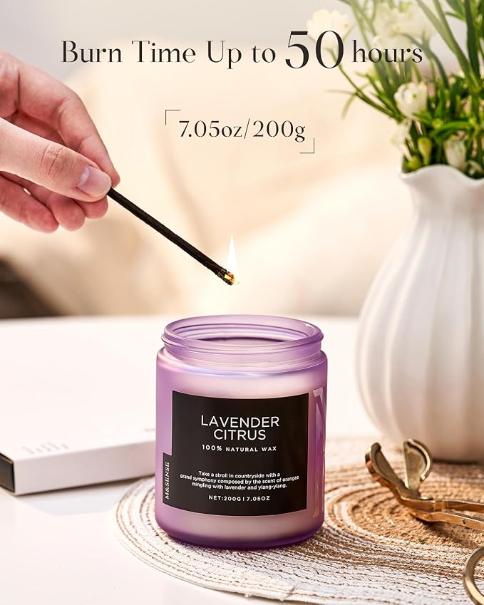 M&SENSE Lavender Citrus Scented Candle, Natural Soy Wax - Image 4