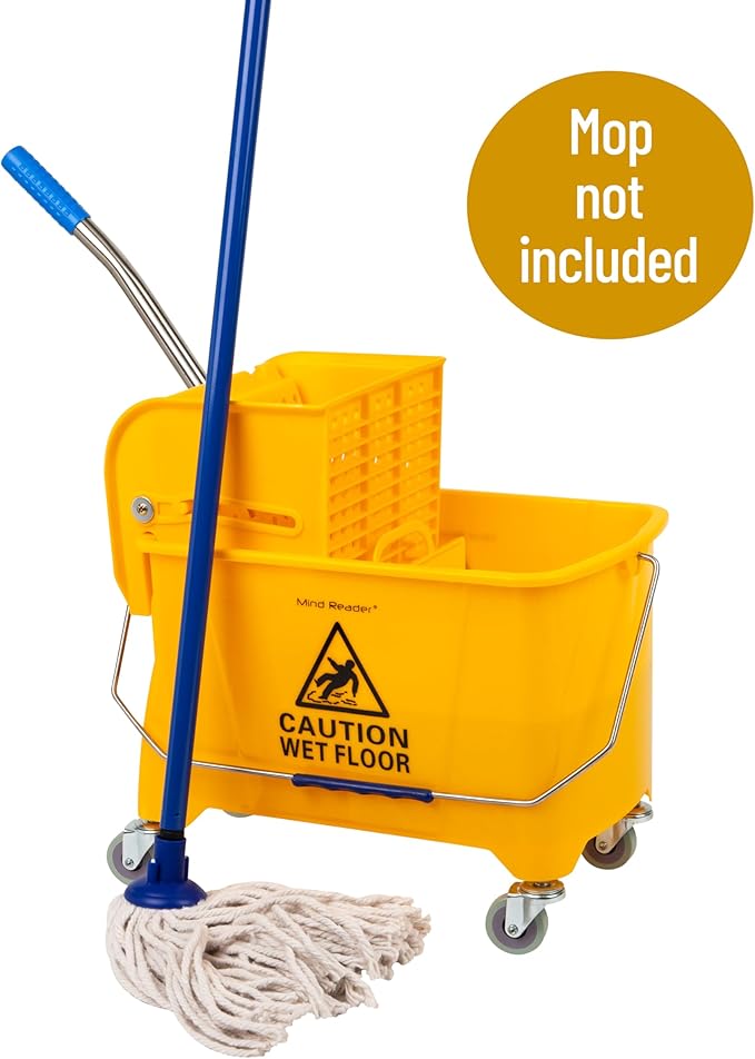 Mind Reader Mop Bucket with Wringer, 22 Qt, Floor Cleaning, 16.25"L x 10.75"W x - Image 2