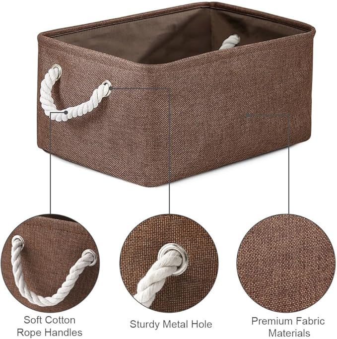 TheWarmHome Decorative Basket Rectangular Fabric Storage Bin Organizer Basket - Image 7