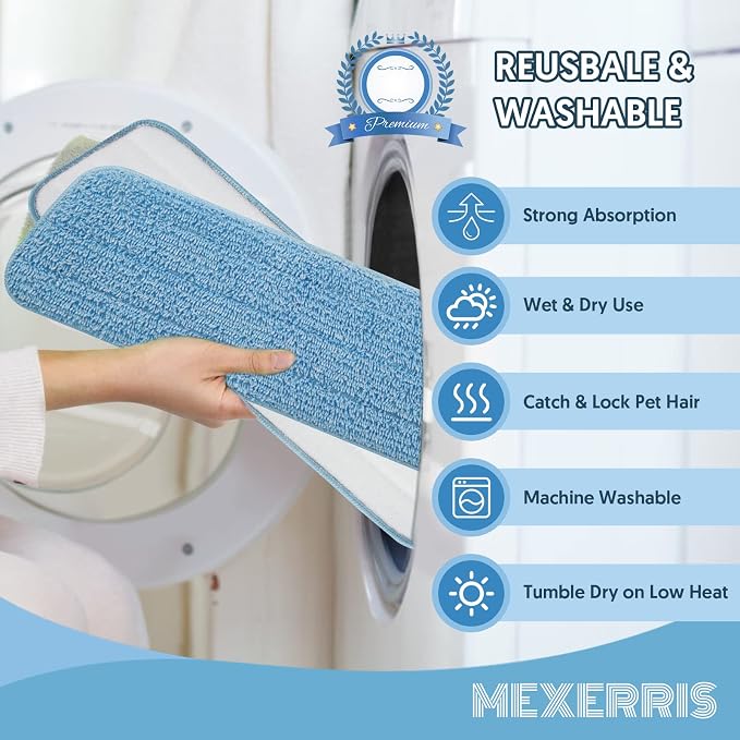 7 Count Reusable Mop Pads for Swiffer PowerMop -MEXERRIS Microfiber Wet Mops - Image 4